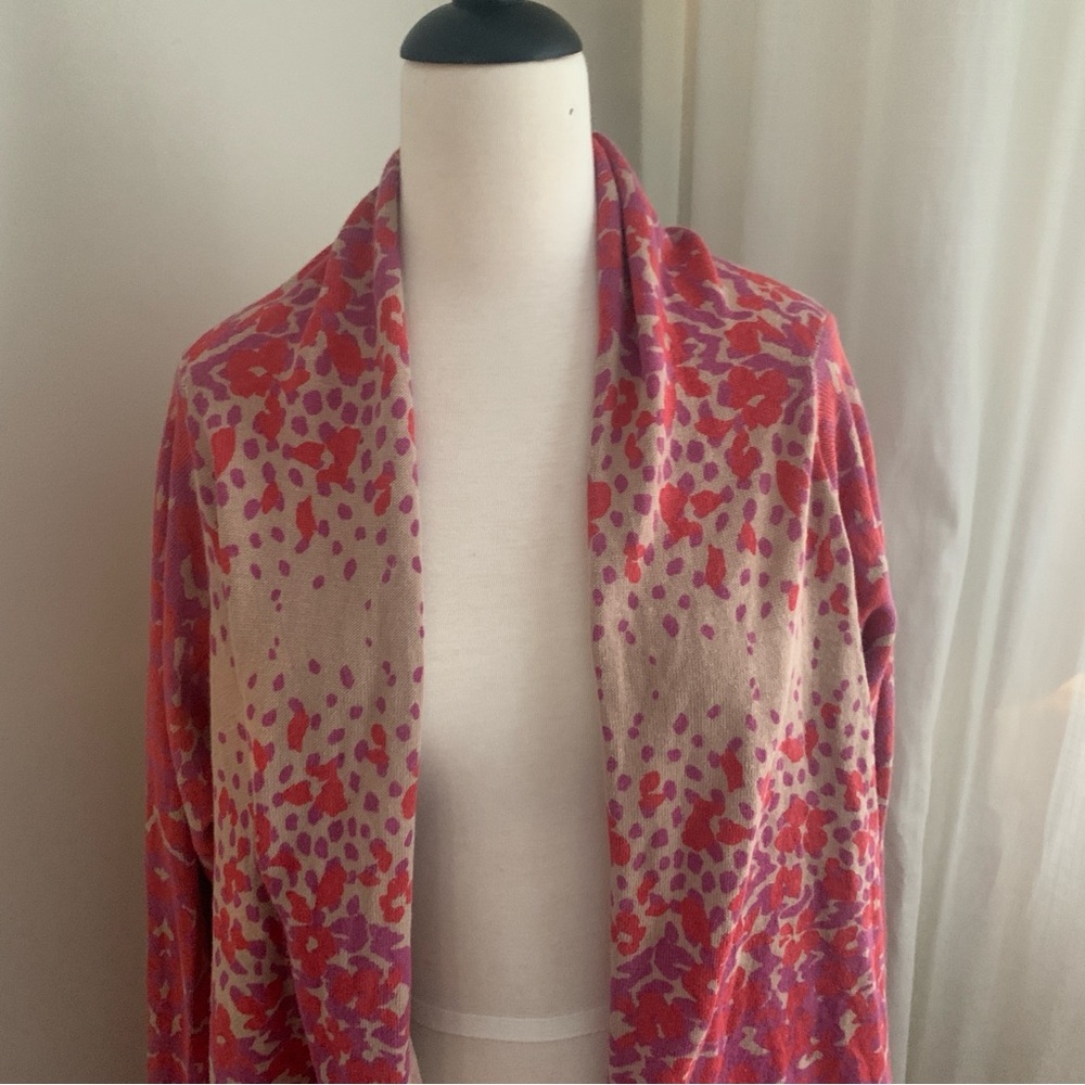 Jessica London Chic Red and Beige Patterned Shawl Cardigan Sweater Size 18-20 - Picture 8 of 10